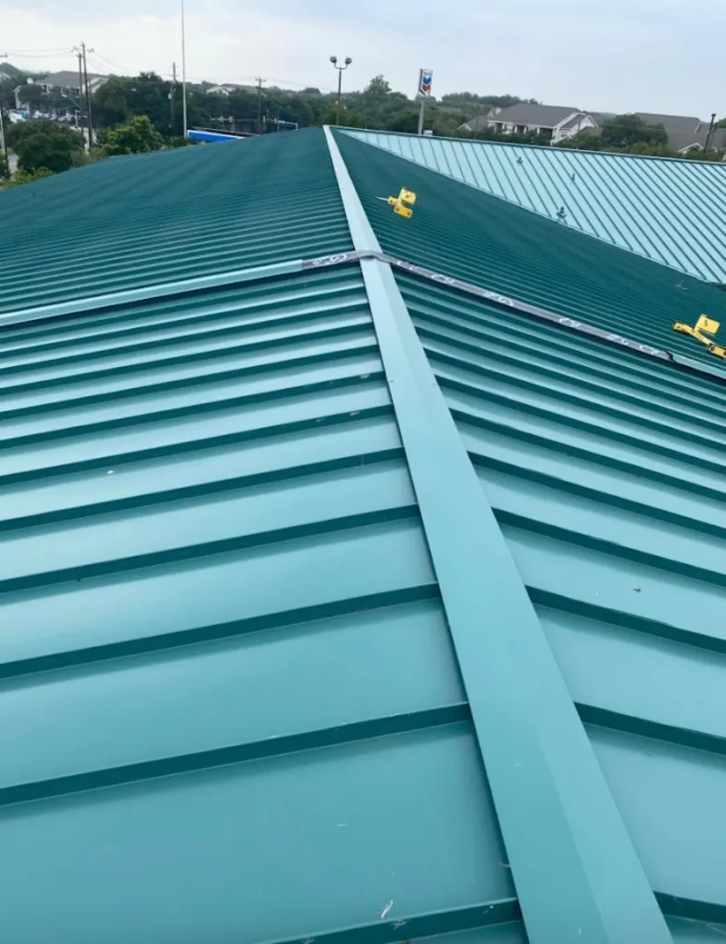 Green commercial metal roof ridge and valley for Metal Roof Repair in Haddam